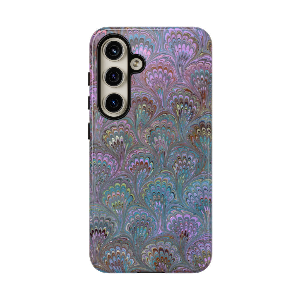Lavender Marbled Peacock Durable Phone Case - Matte or Glossy