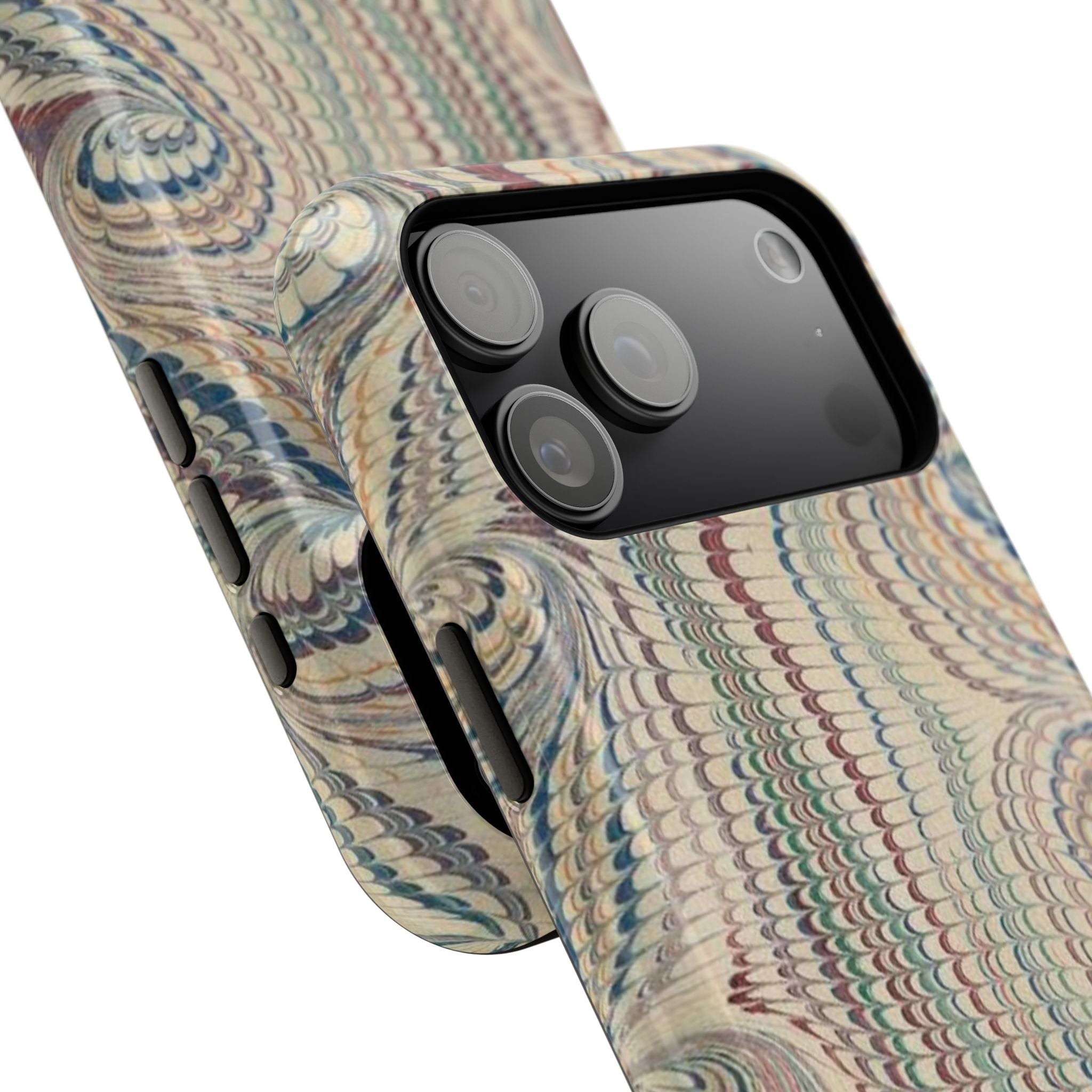 Italian Beige & Blue Marble Phone Case — Impact-Resistant Durable Case for Apple & Samsung