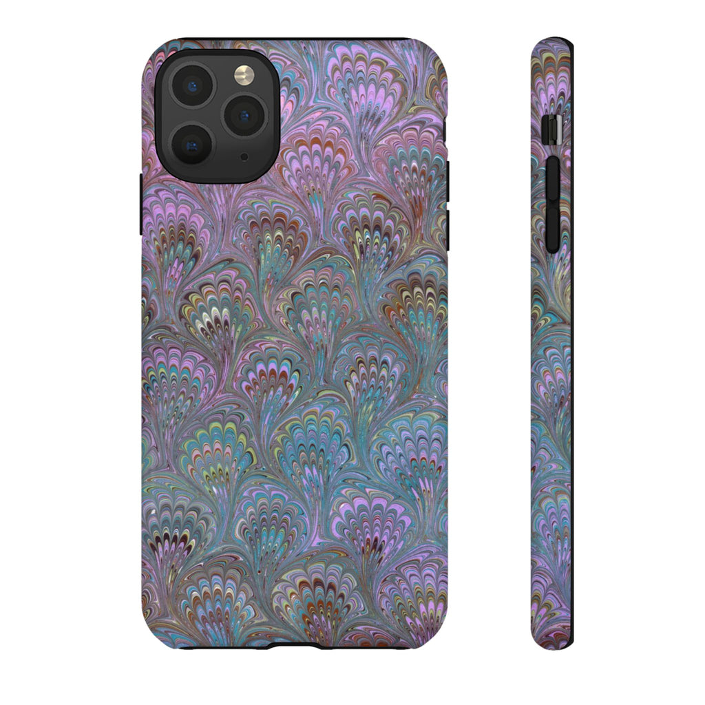 Lavender Marbled Peacock Durable Phone Case - Matte or Glossy