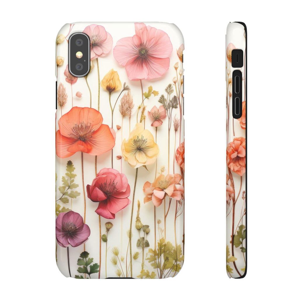 Pink Floral Pressed Flowers - Slim Case