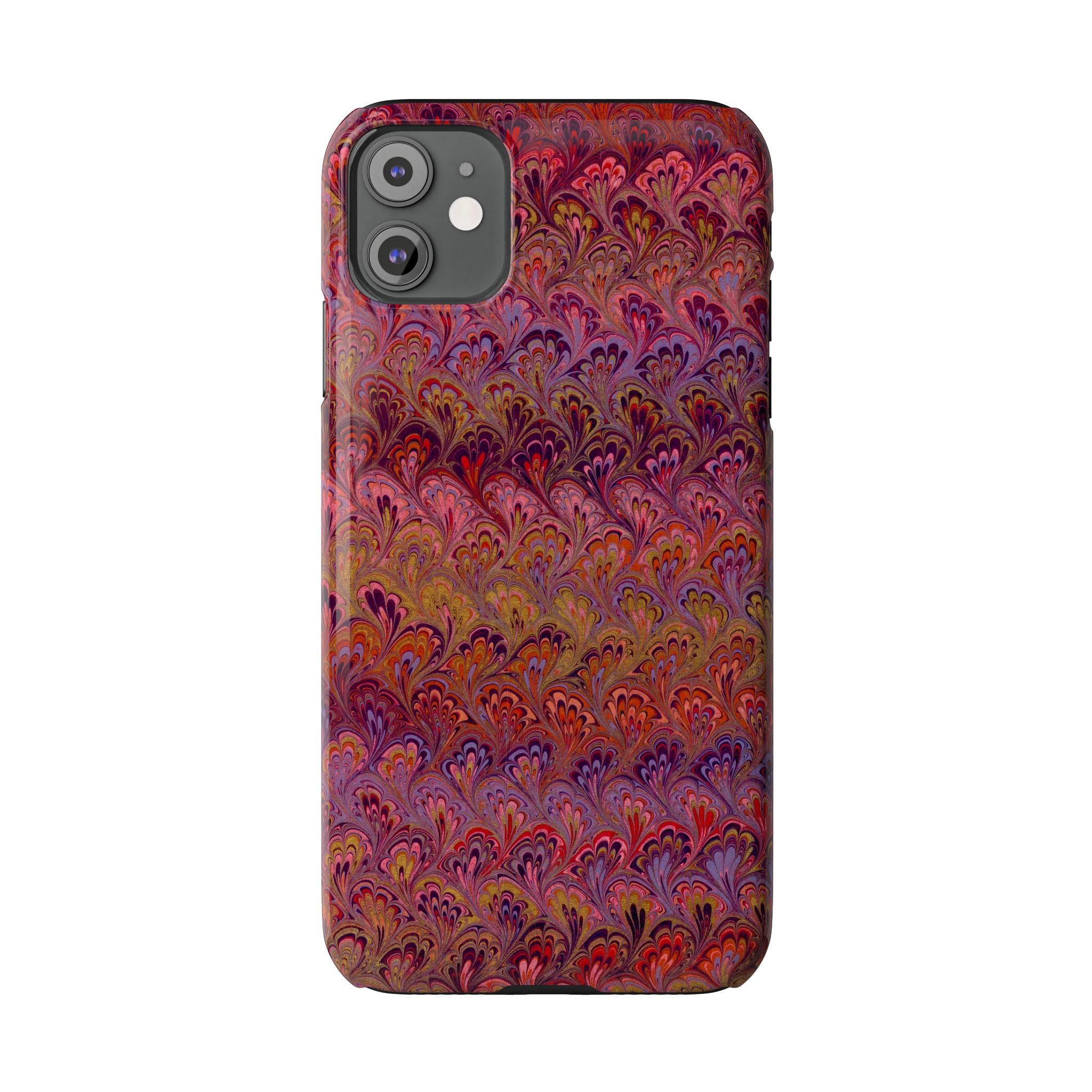 Reds, Lavenders, Marbled VIntage Design, Italian Feather Phone Case, Slim Phone Cases, IPHONE16 and all sizes