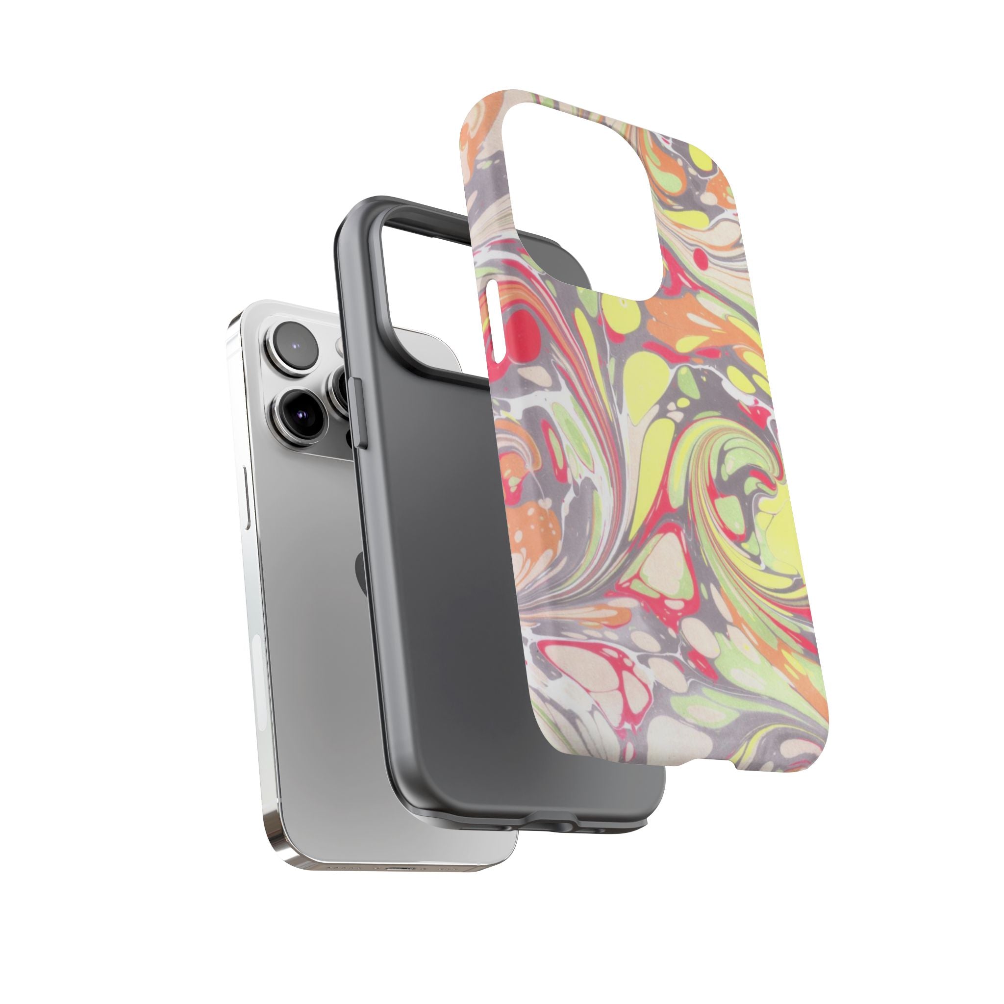 Yellow and Pink Swirl Marbled Italian Phone Case - Dual Layer - Matte or Glossy