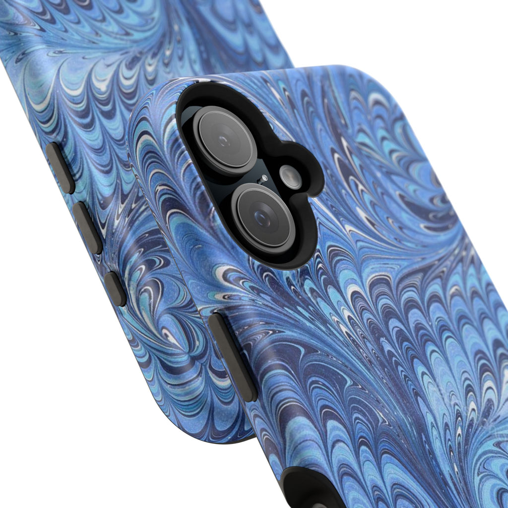 Blues Marbled Magnetic MAG SAFE Double Cover Phone Case