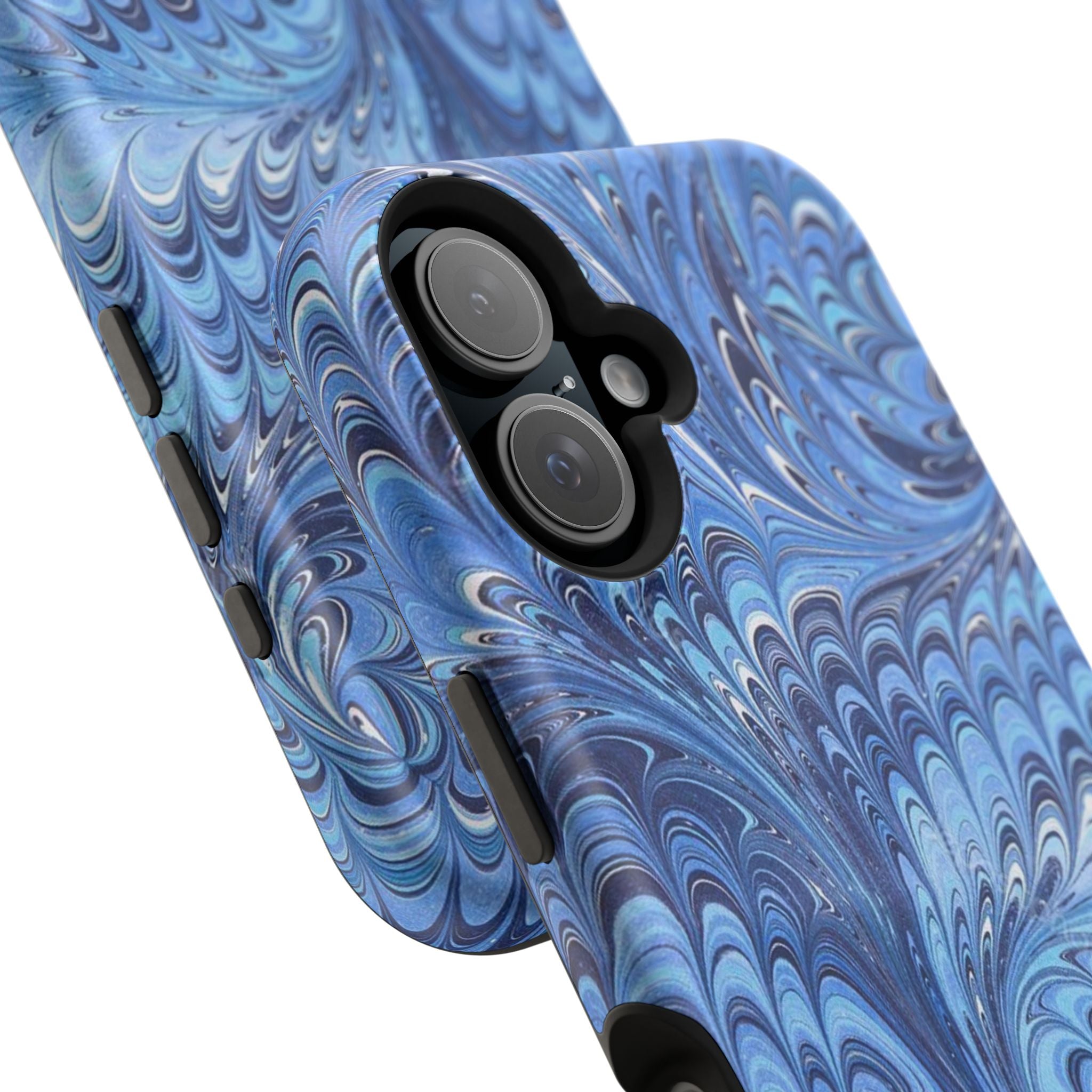 Blues Marbled Magnetic MAG SAFE Double Cover Phone Case