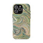 Florentine Marble iPhone Case | Inspired by Florence | Italian Marbled Paper Technique | Artisanal Green Swirl | Dual-Layer Protective Case | Matte or Glossy
