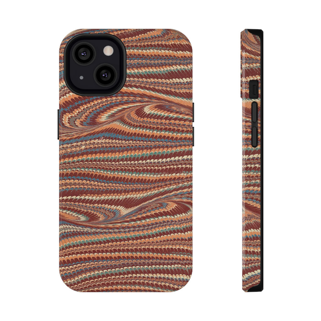 Neutrals Burgundy, Beige, Rust Hues Italian Vintage Marble Design Phone Case for Apple + Samsung
