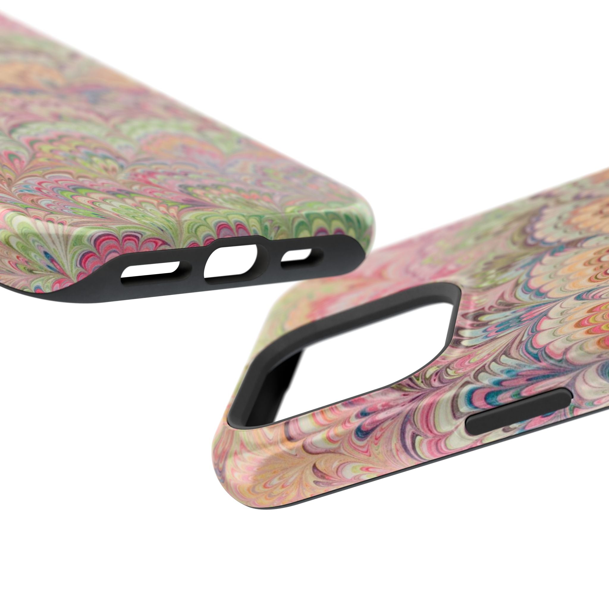 Marbled Pastel Pink and Green Impact-Resistant Phone Case for Apple + Samsung