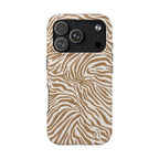 Zebra Print Camel Brown + White - Dual Layer Phone Case