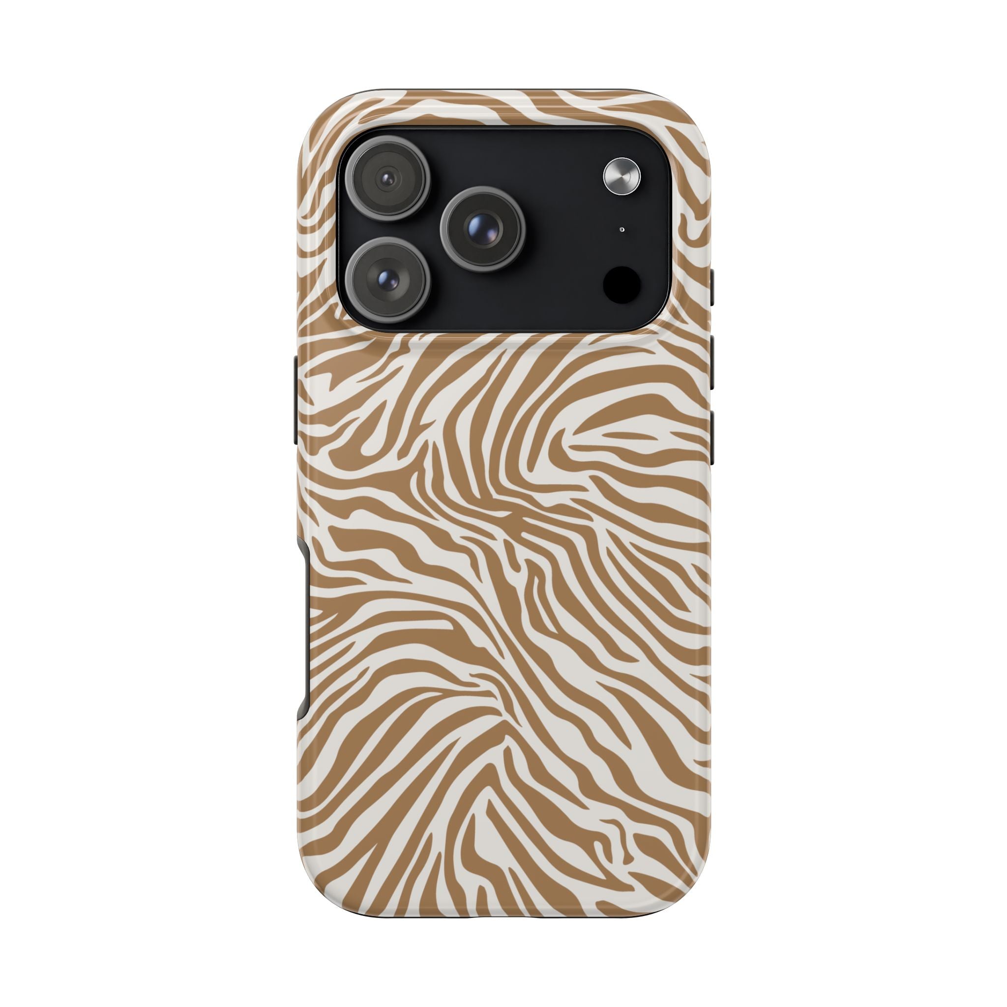 Zebra Print Camel Brown + White - Dual Layer Phone Case