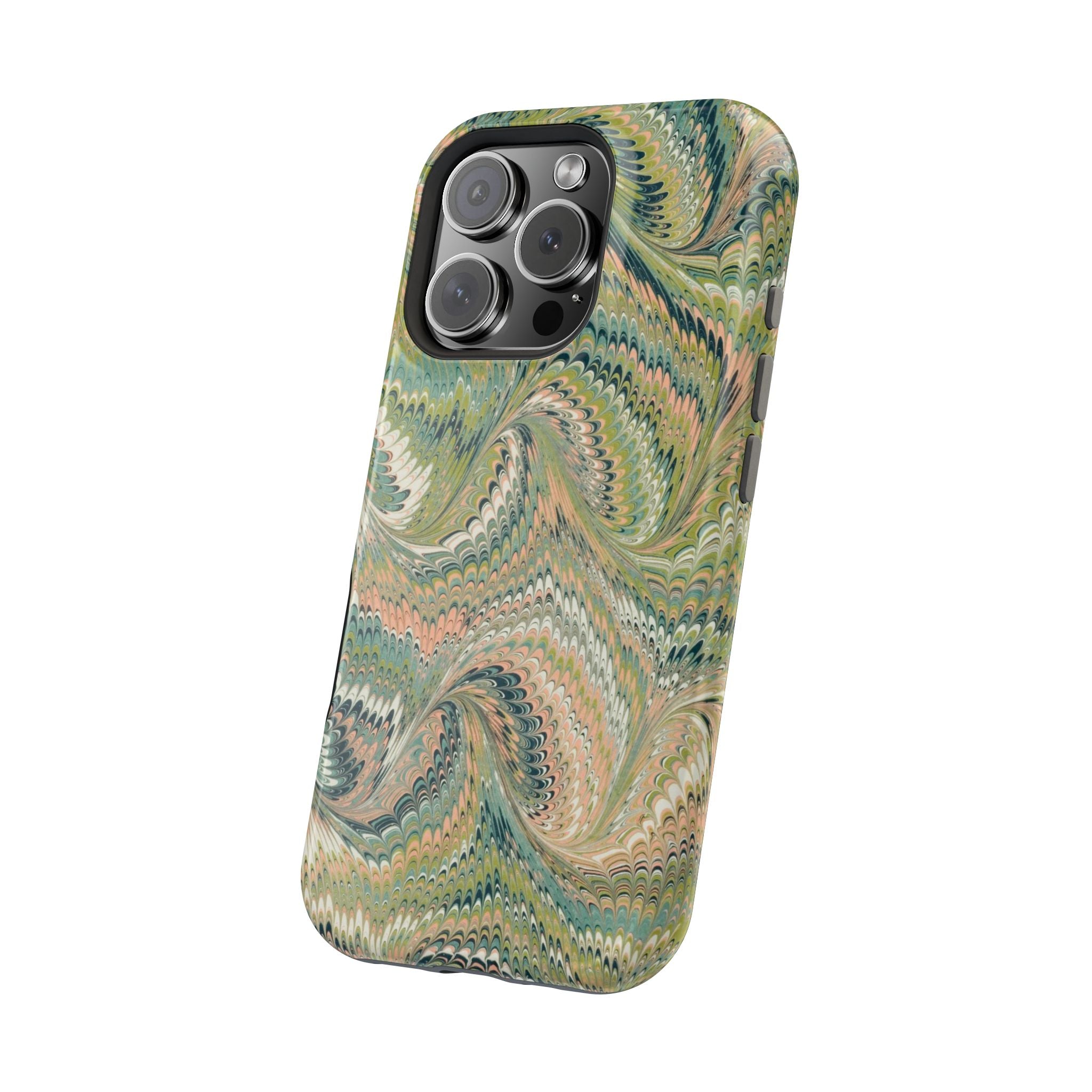 Green Pastel Italian Marble Design Magnetic MAG SAFE High Impact iPhone Cases