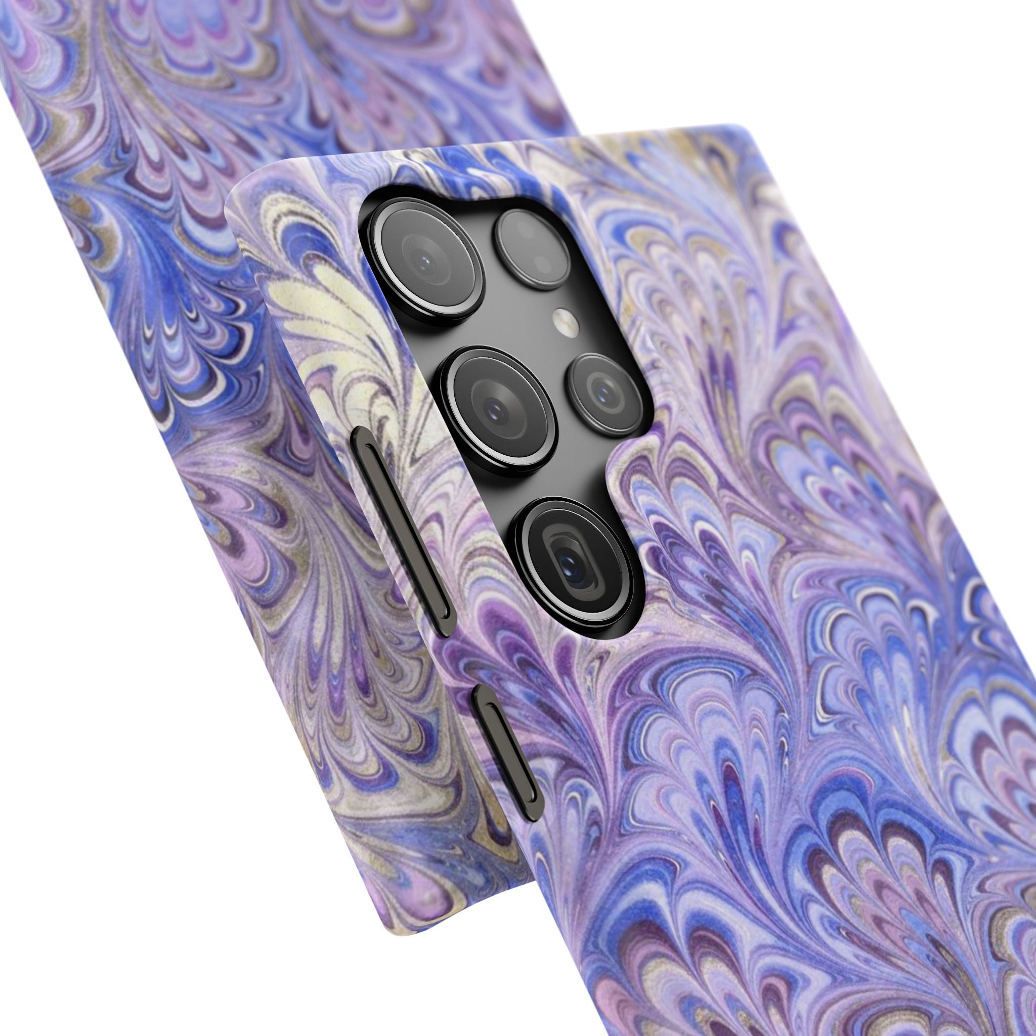 Marbled Feather Lavender + Purple Swirl - Single Layer Slim Phone Case