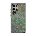 Green Marbled Peacock Durable Phone Case - Matte or Glossy
