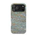Green, Blue, + White Marbled Peacock - Dual Layer MAG SAFE Phone Case