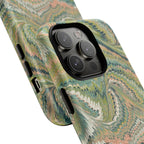 Florentine Marble iPhone Case | Inspired by Florence | Italian Marbled Paper Technique | Artisanal Green Swirl | Dual-Layer Protective Case | Matte or Glossy
