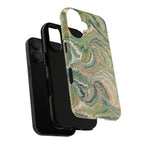 Florentine Marble iPhone Case | Inspired by Florence | Italian Marbled Paper Technique | Artisanal Green Swirl | Dual-Layer Protective Case | Matte or Glossy