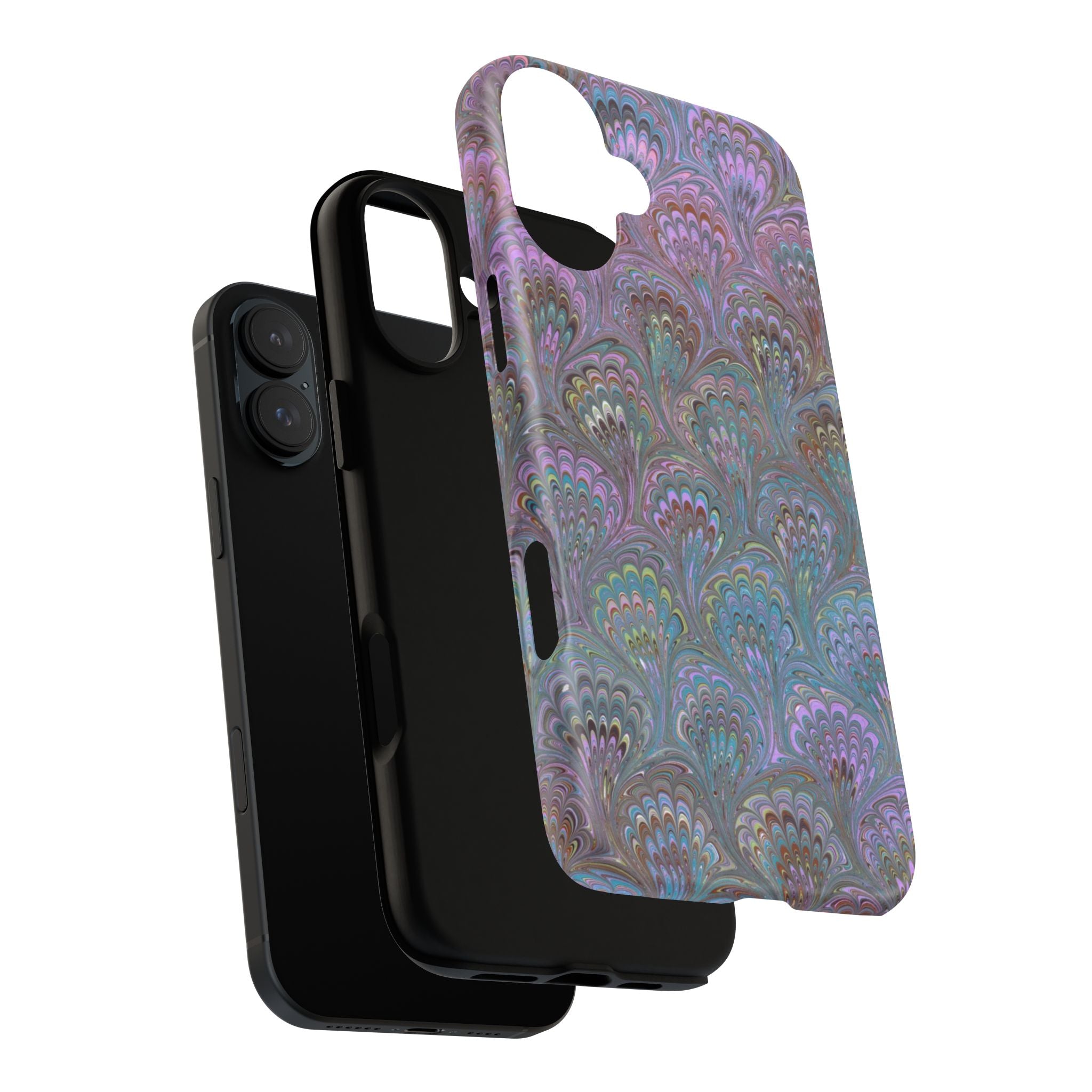 Lavender Marbled Peacock Durable Phone Case - Matte or Glossy