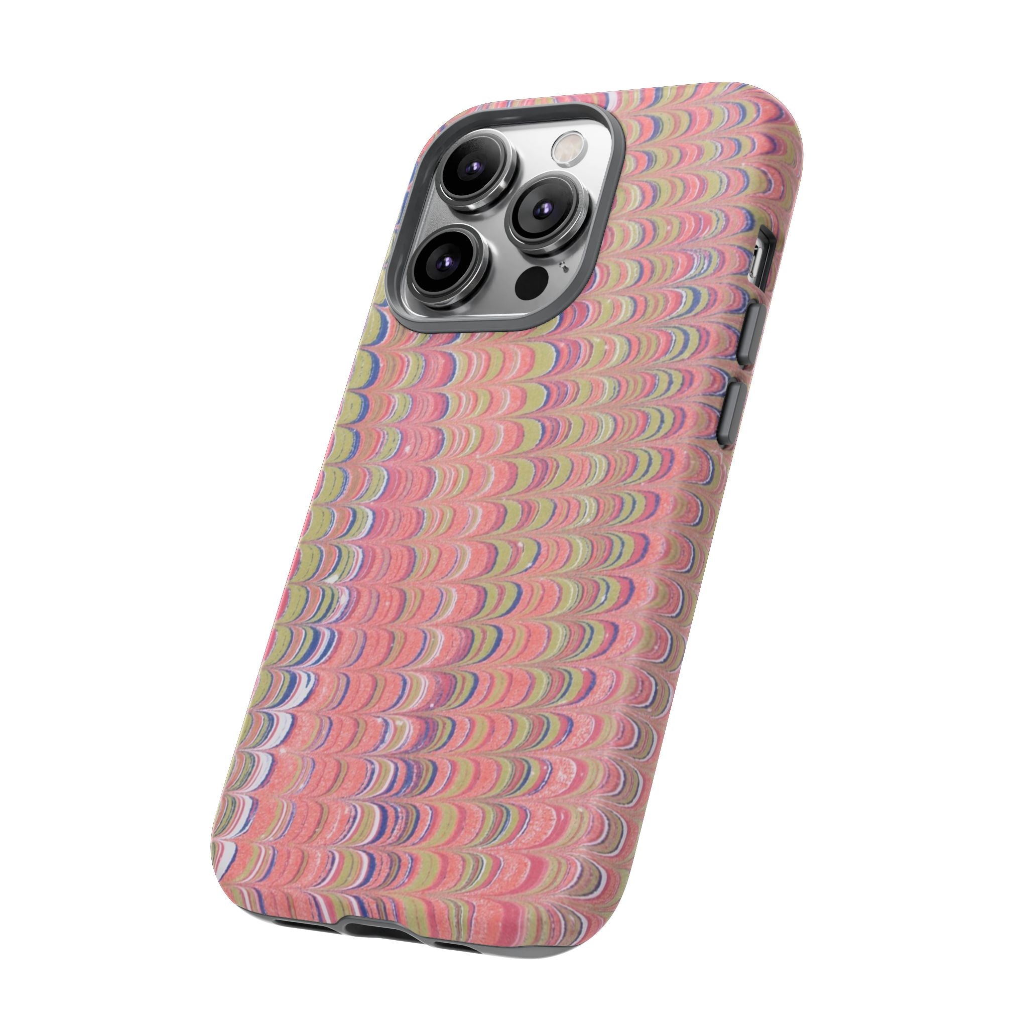 Pink Pastels Feather Marbled Vintage Design iPhone 16 + Samsung + Apple + Google - all models