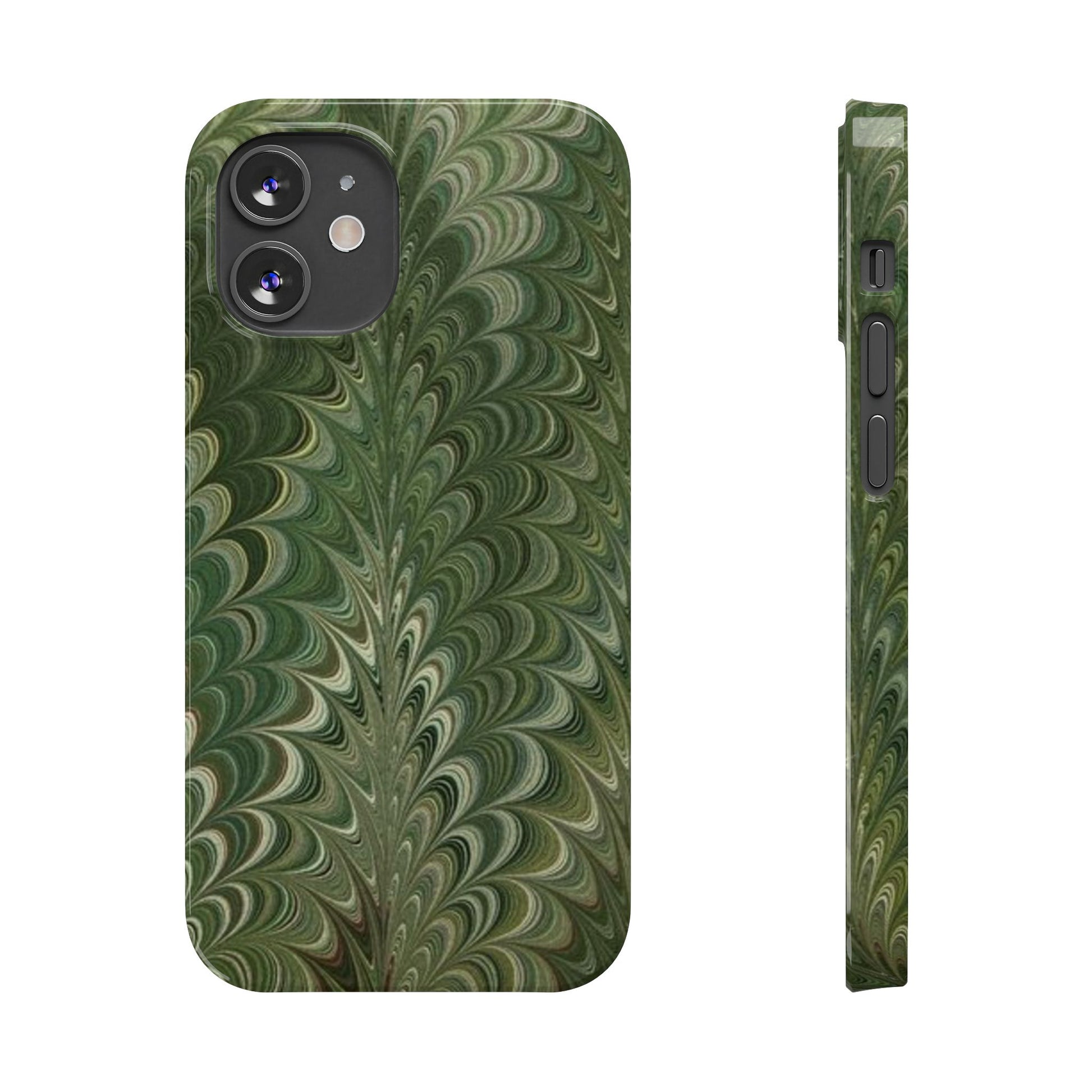 Deep Green Hues of Italian Hand-Painted, Vintage Marbled Paper from Italy Designed Phone Case, iPhone16 Case and all iPhone Cases