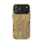 Beige and Blue Marbled Durable Phone Case - Dual Layer - Matte or Glossy
