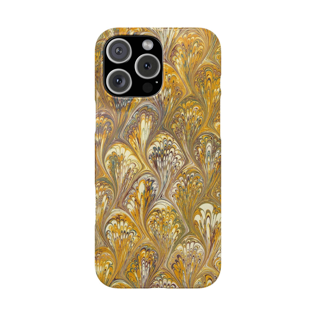 Golden Yelllow Hand-Marbled Florentine Italian Phone Case for iPhone 17 and all sizes