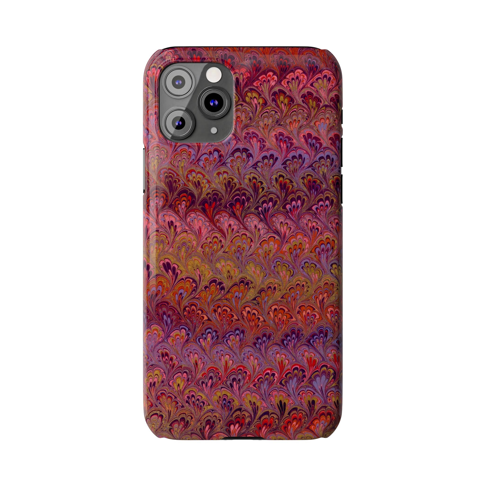 Reds, Lavenders, Marbled VIntage Design, Italian Feather Phone Case, Slim Phone Cases, IPHONE16 and all sizes
