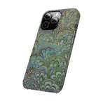 Deep Green Peacock Italian Marbled Design, Italy Feather Phone Case