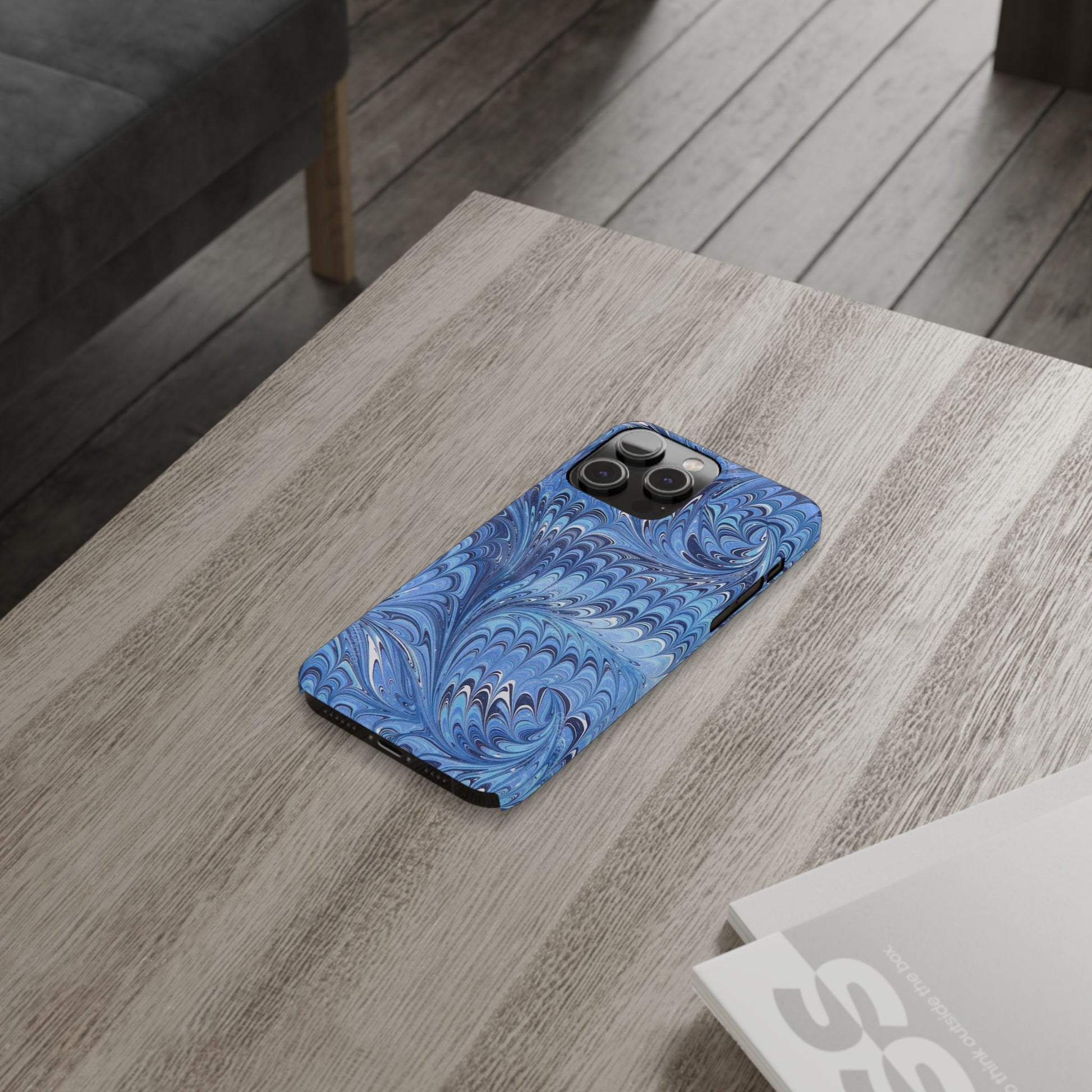 Blue Italian Marbled Design, Green and Blue Pallet, Slim Phone Case