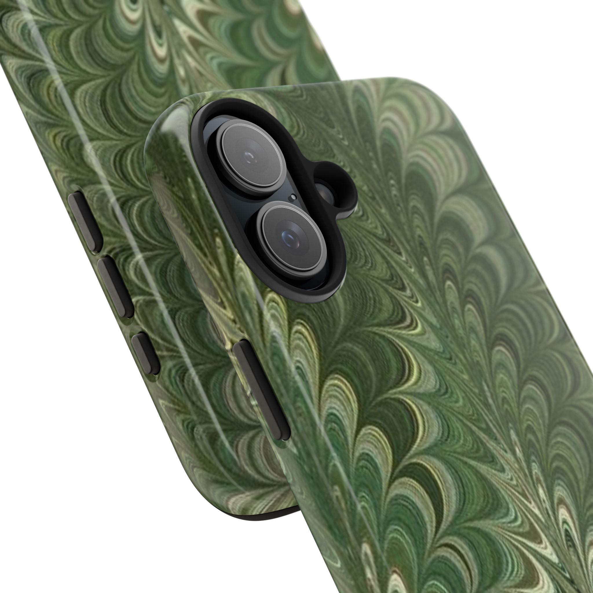 Deep Green Marble Italian Tough Phone Case — Durable Marbled Phone Case