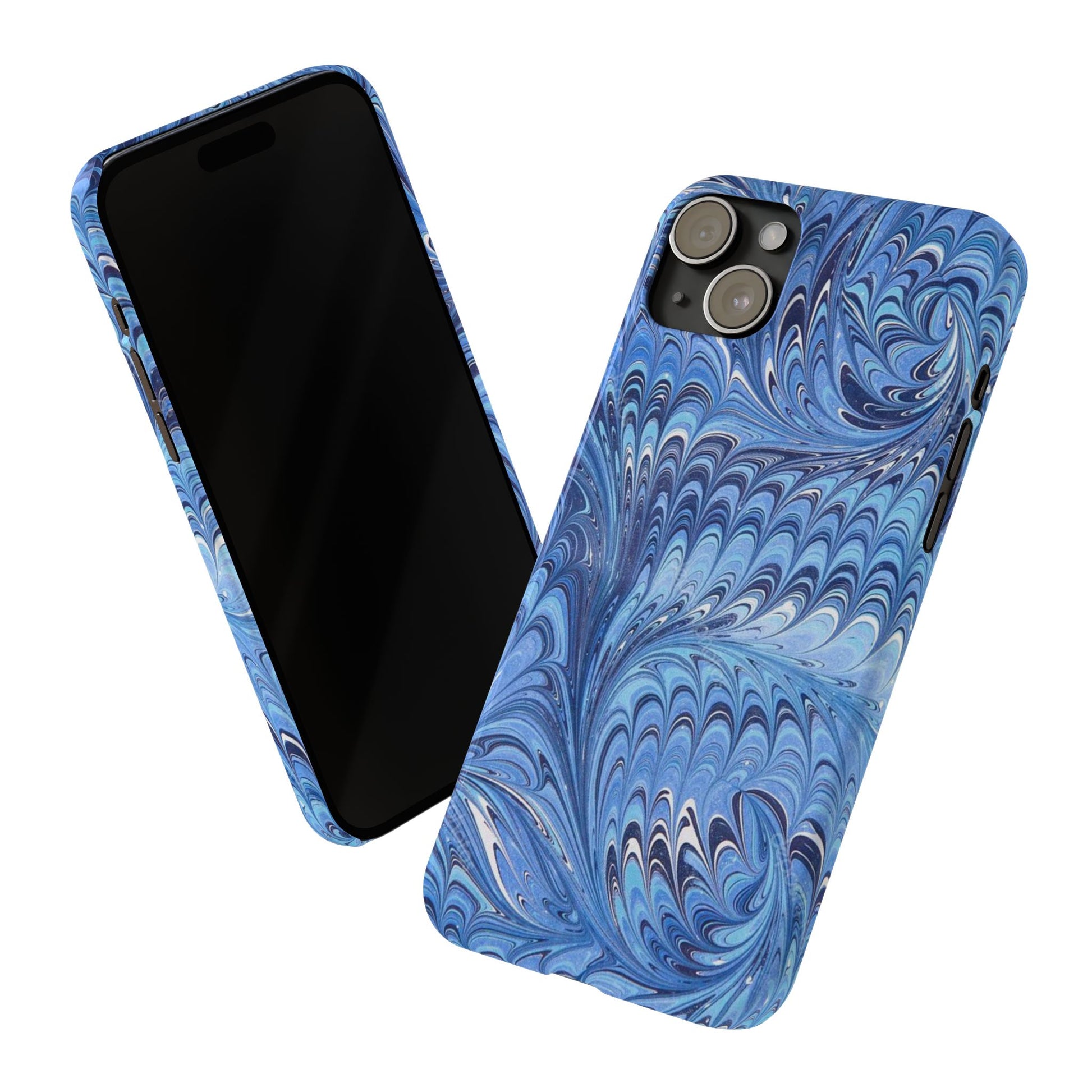 Blue Italian Marbled Design, Green and Blue Pallet, Slim Phone Case