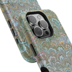 Green, Blue, + White Marbled Peacock - Dual Layer MAG SAFE Phone Case