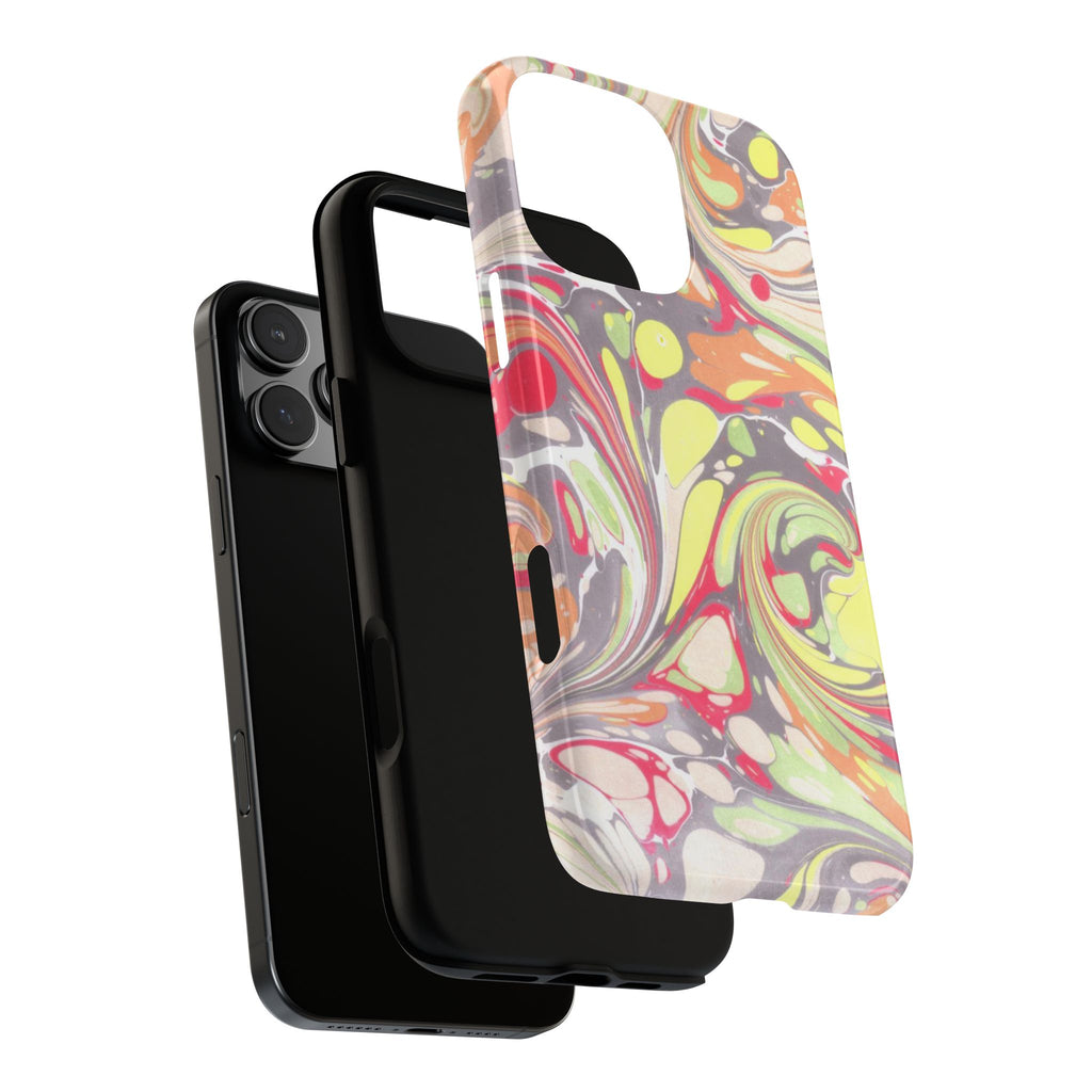 Yellow and Pink Swirl Marbled Italian Phone Case - Dual Layer - Matte or Glossy