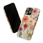 Slim Phone Case - Pink Floral Pressed Flowers iPhone 17 and Other Sizes - Glossy Finish