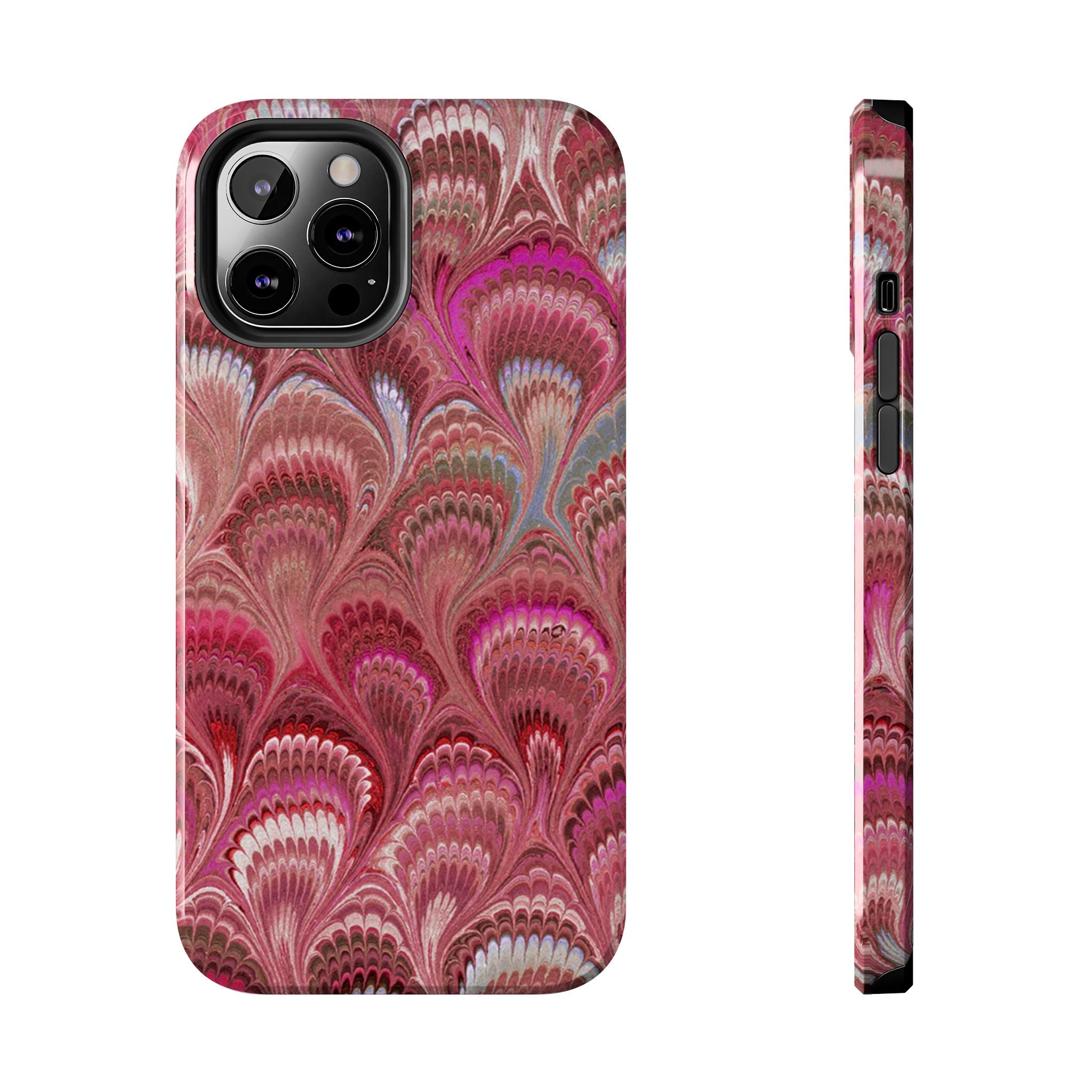 Pink Peacock Marble Italian Tough Phone Case — Durable Marbled Phone Case