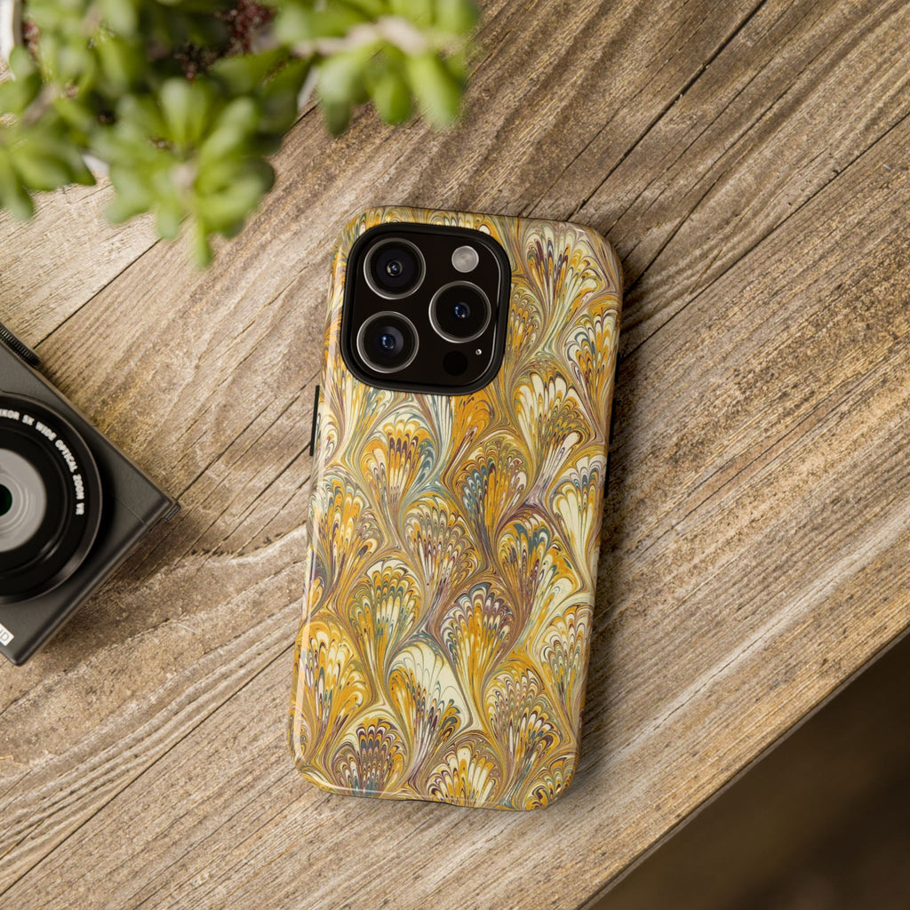 Golden Yellow Marbled Italian Phone Case - Dual Layer - Matte or Glossy
