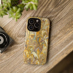 Golden Yellow Marbled Italian Phone Case - Dual Layer - Matte or Glossy