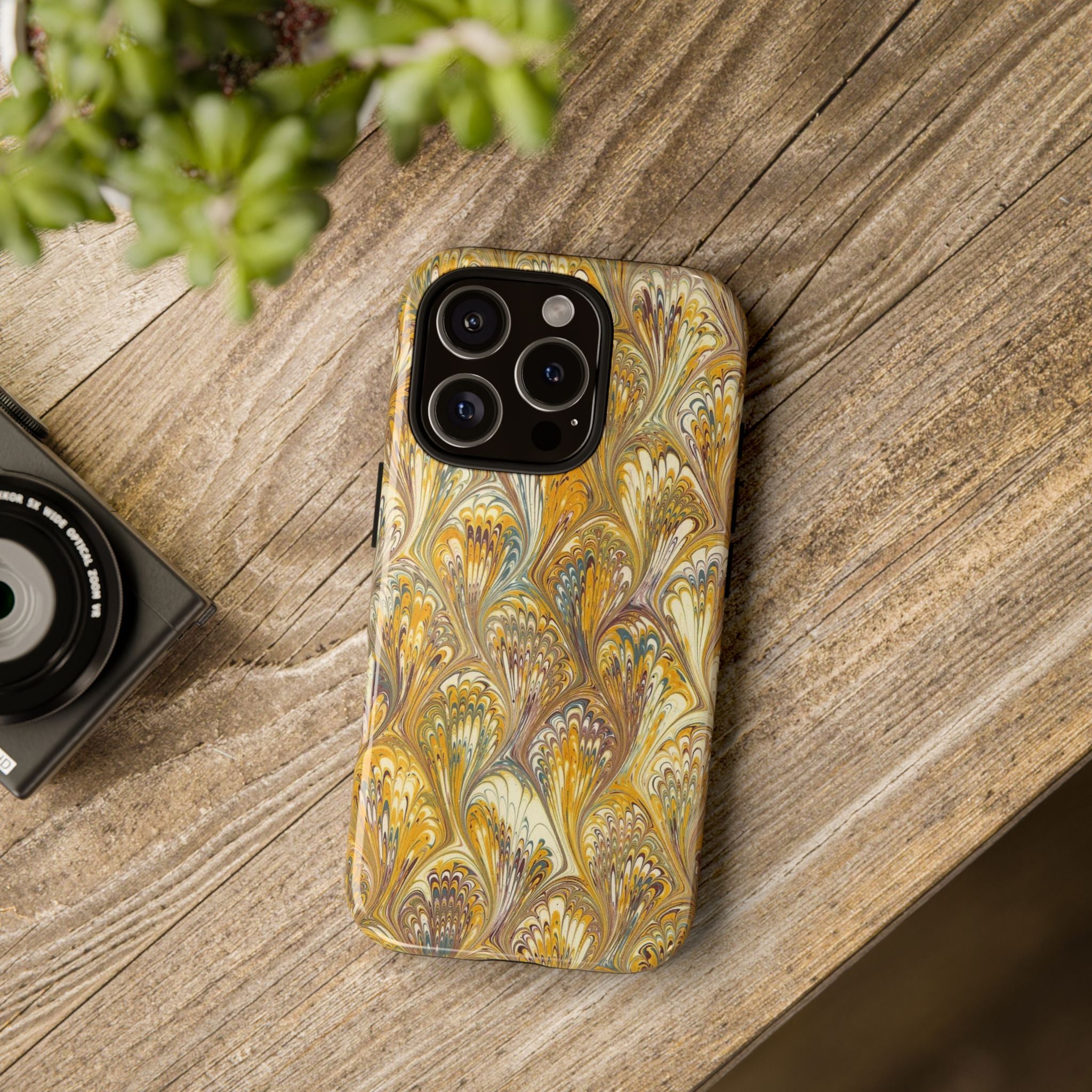 Golden Yellow Marbled Italian Phone Case - Dual Layer - Matte or Glossy