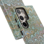 Blue and Green Feather Marbled Phone Case — Dual Layer - Tough Protective Phone Cover