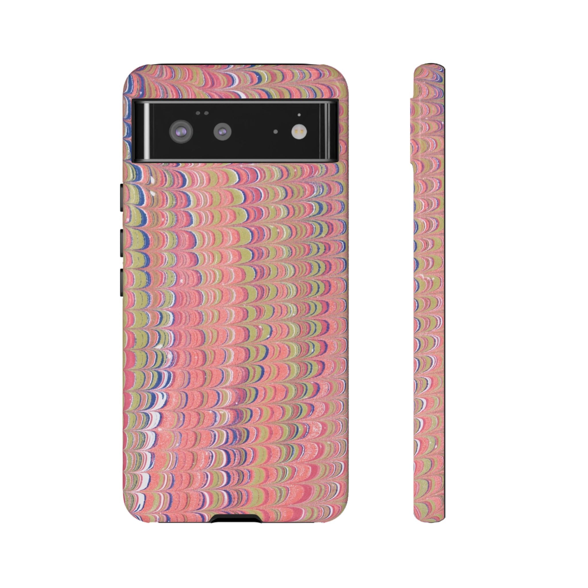 Pink Pastels Feather Marbled Vintage Design iPhone 16 + Samsung + Apple + Google - all models