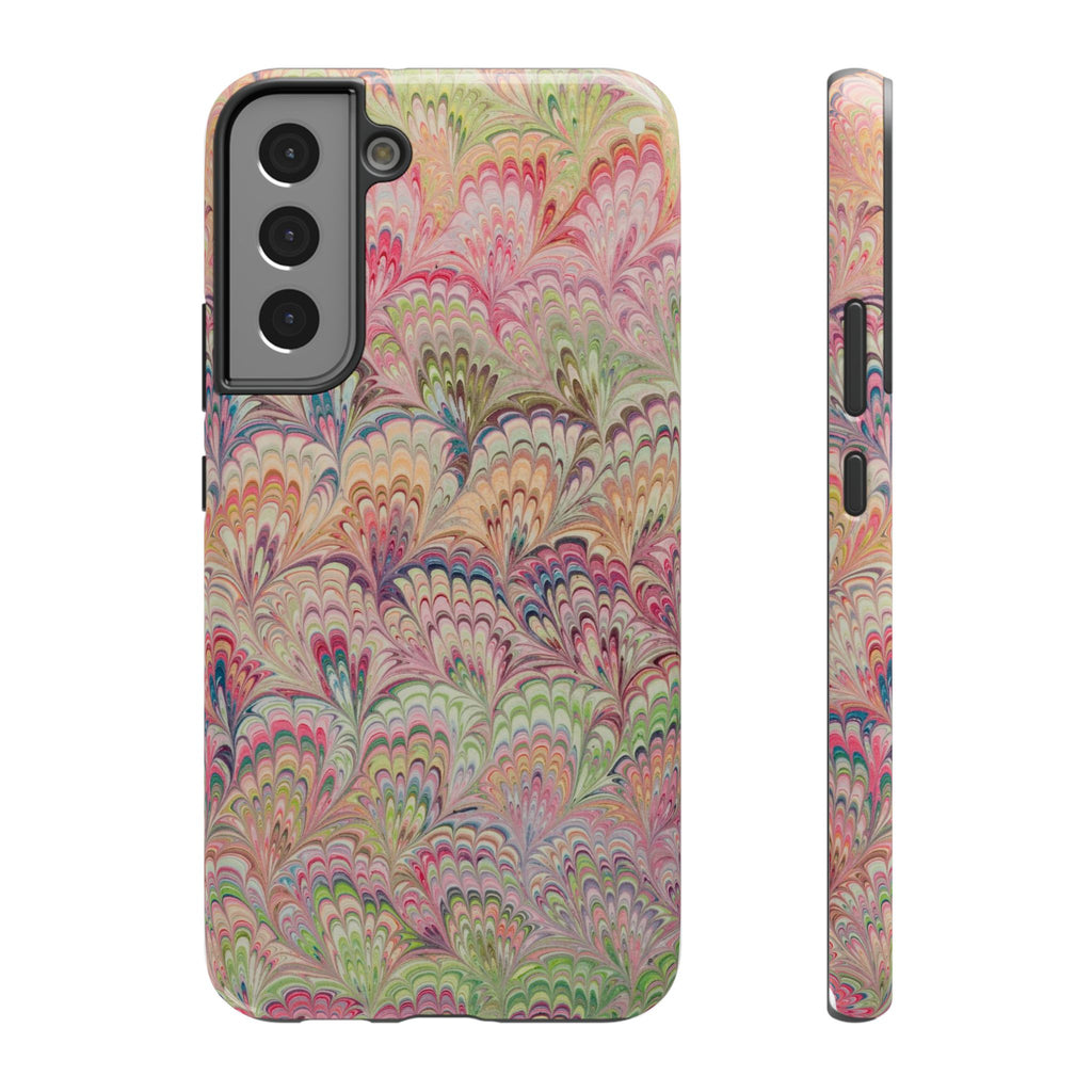 Marbled Pastel Pink and Green Impact-Resistant Phone Case for Apple + Samsung