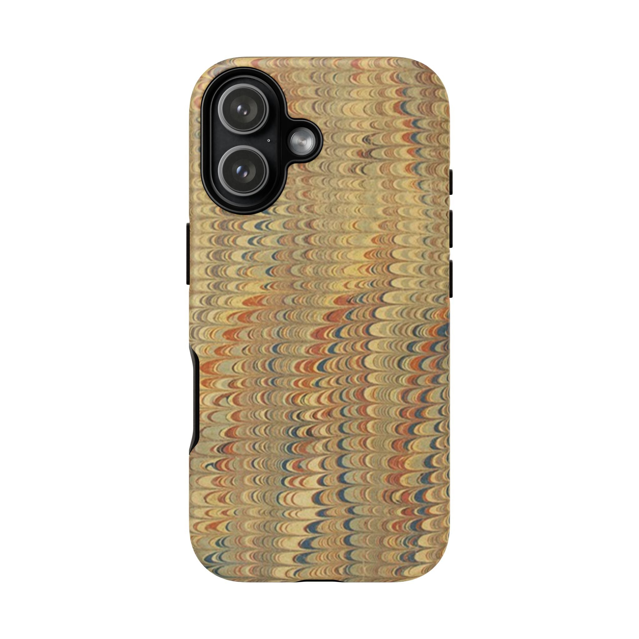 Beige and Blue Marbled Durable Phone Case - Dual Layer - Matte or Glossy