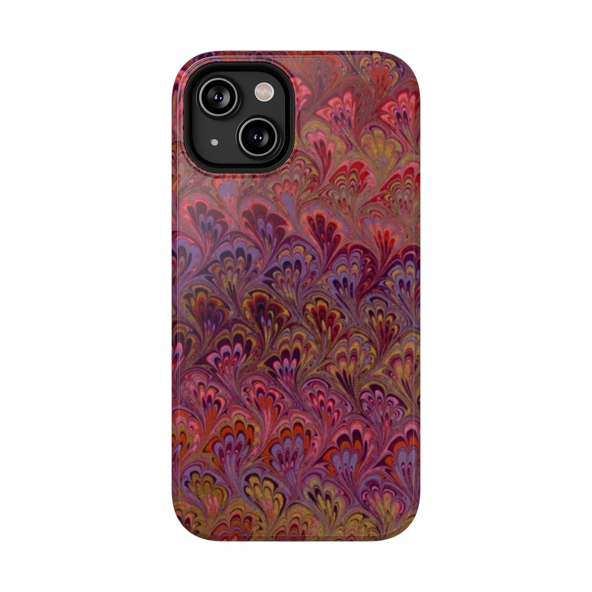 Red, Burgundy, Lavender Italian Peacock Feather Design Phone Case
