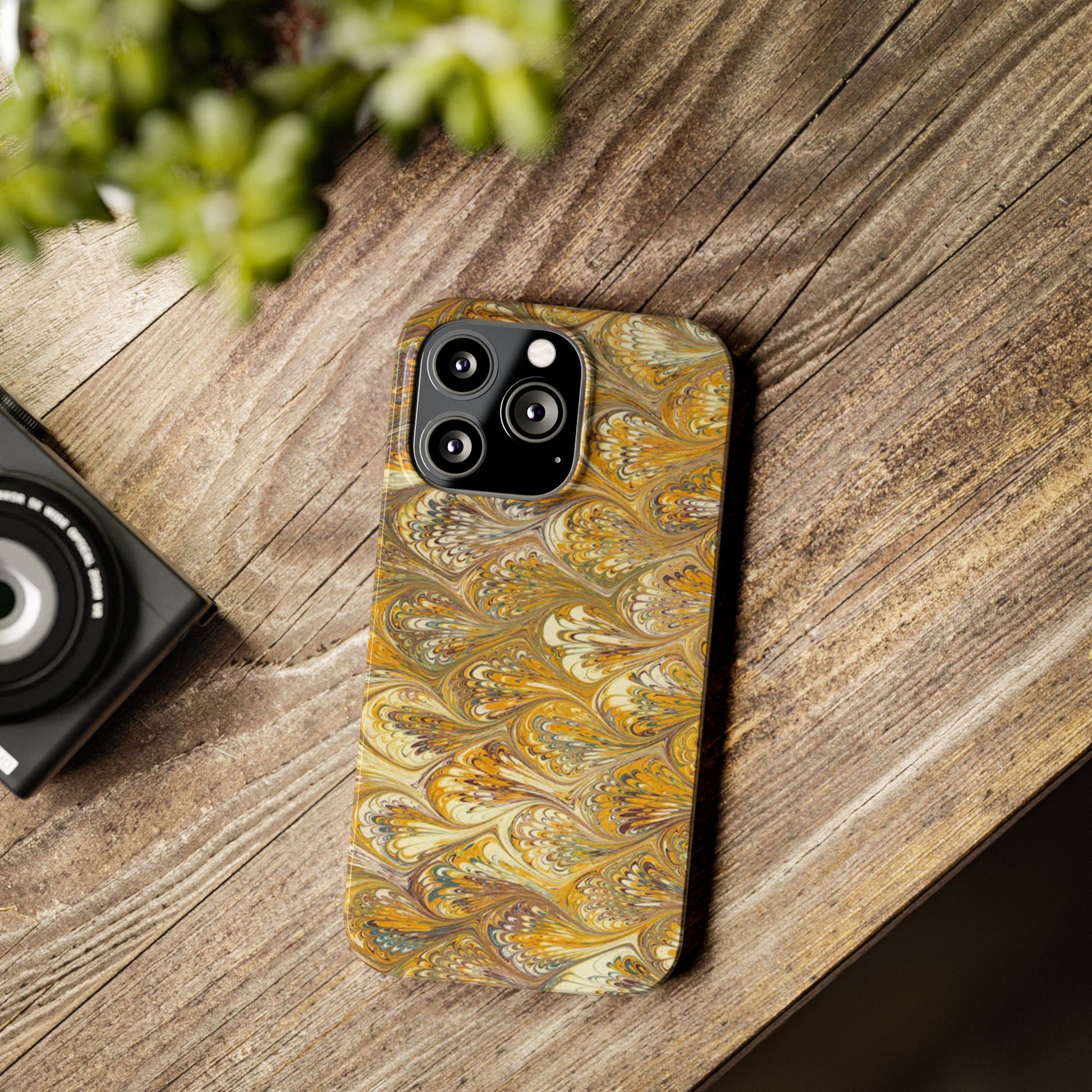 Golden Yellow Italian Marbled Designed, Slim Phone Cases, Case-Mate