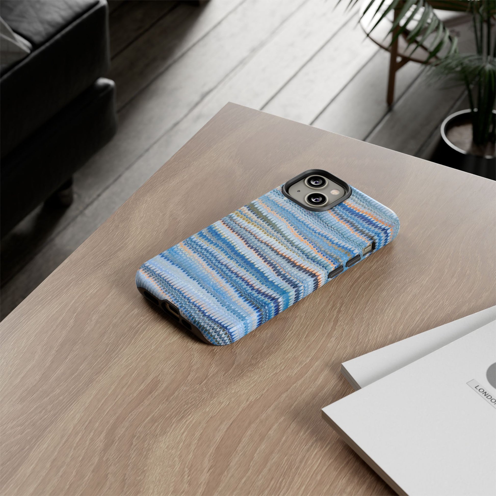 Blue Marbled Phone Cases iPhone 16 + Samsung + Apple + Google - all models, Vintage Marbled Design - Tough Cases