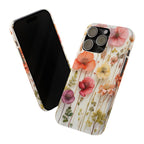 Slim Phone Case - Pink Floral Pressed Flowers iPhone 17 and Other Sizes - Glossy Finish