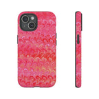 Pink and Gold Marbled Peacock Durable Phone Case - Olive Green and Brown - Matte or Glossy
