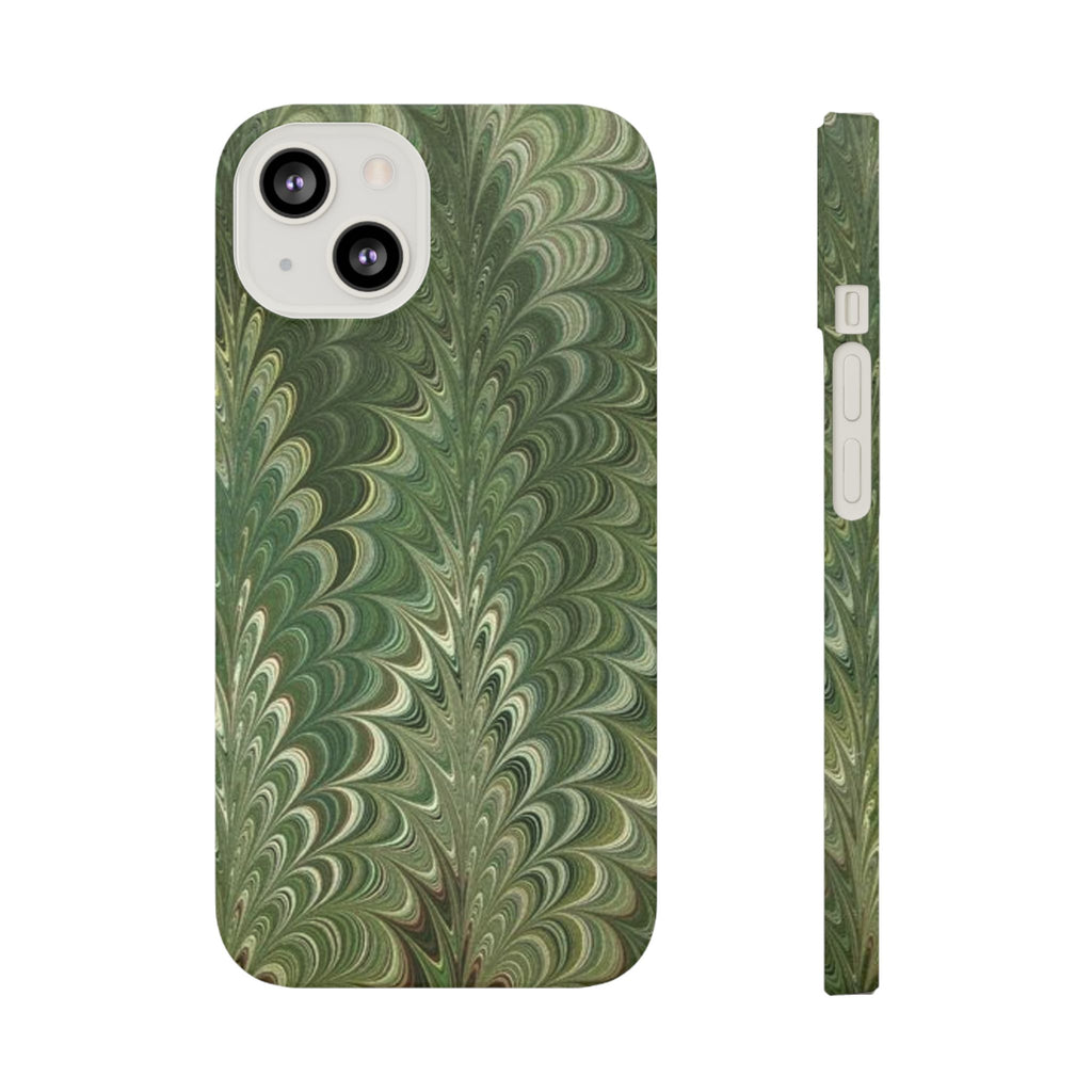 Deep Green Cheveron Marbled Phone Case - Single Layer Slim Case