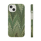 Deep Green Cheveron Marbled Phone Case - Single Layer Slim Case