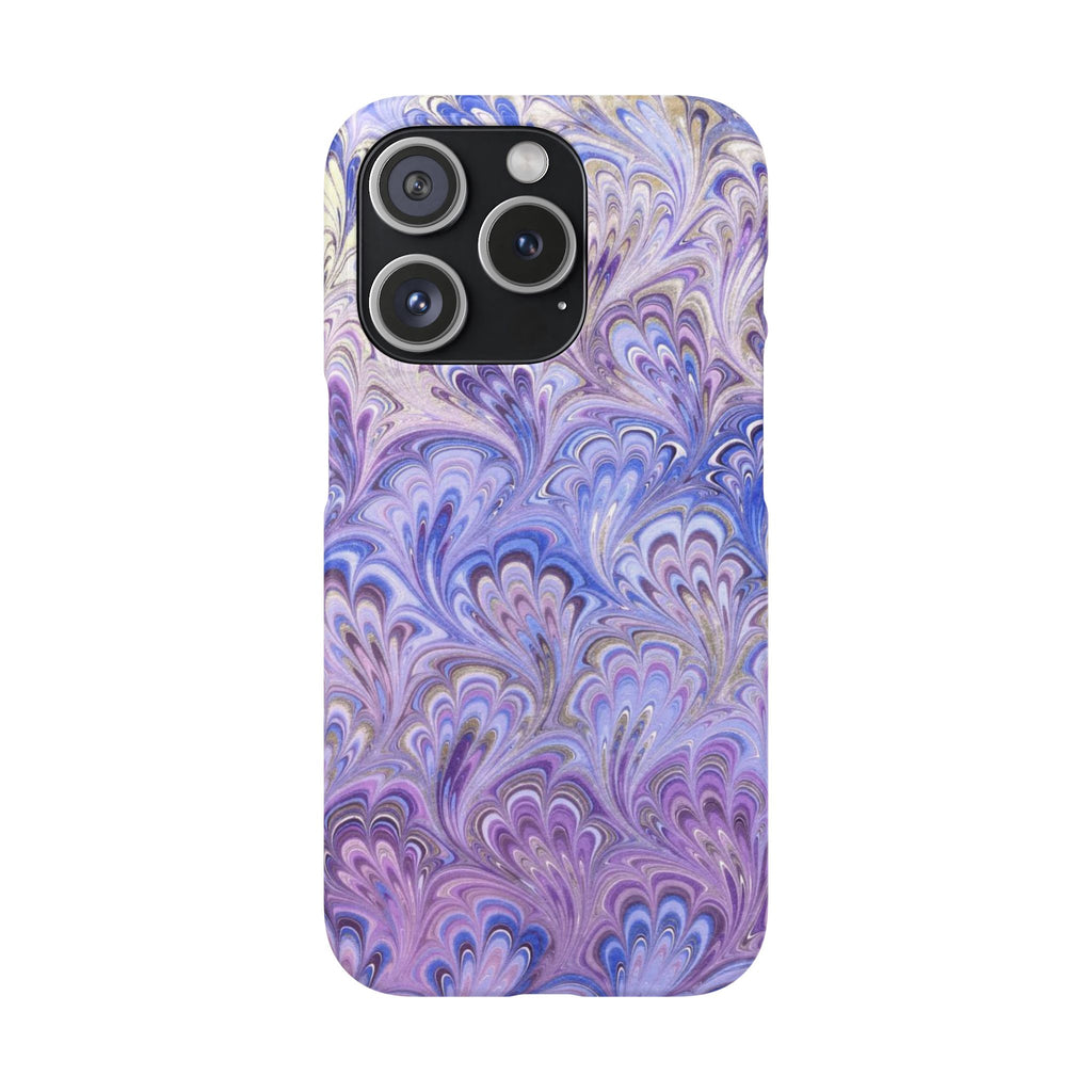 Marbled Feather Lavender + Purple Swirl - Single Layer Slim Phone Case