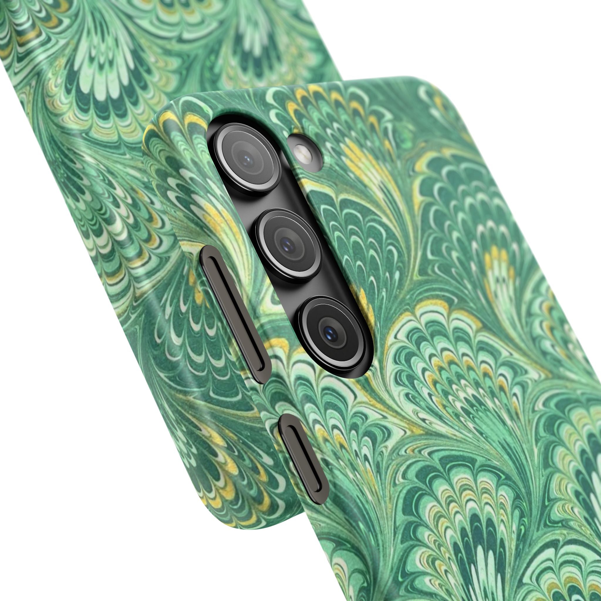 Marbled Feather Green Swirl - Single Layer Slim Phone Case