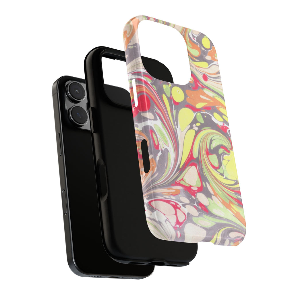 Yellow and Pink Swirl Marbled Italian Phone Case - Dual Layer - Matte or Glossy